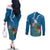 Guatemala Independence Day Couples Matching Off The Shoulder Long Sleeve Dress and Long Sleeve Button Shirt Quetzal Tropical Flower