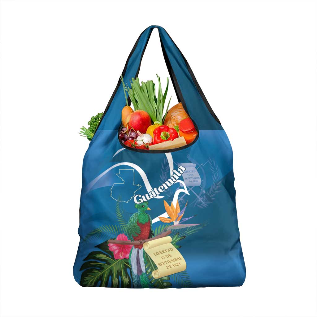 Guatemala Independence Day Grocery Bag Quetzal Tropical Flower