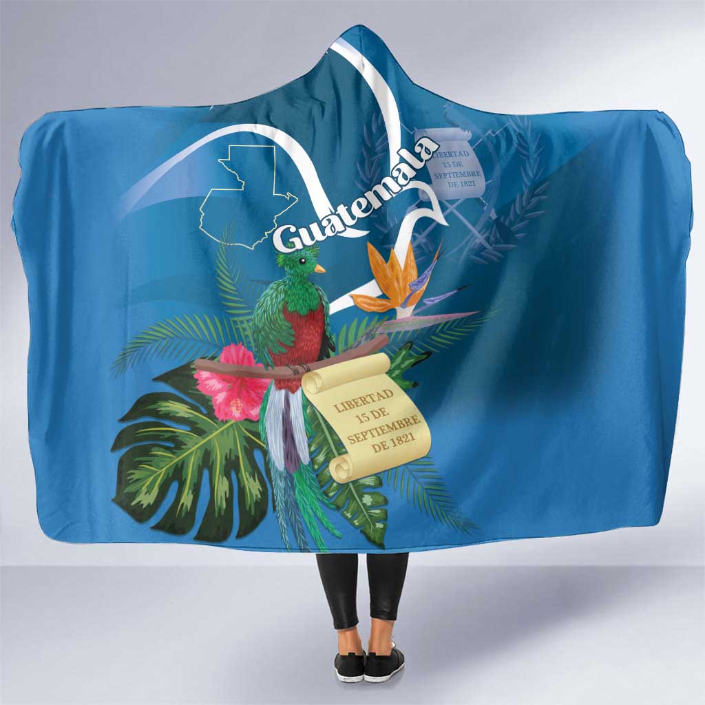 Guatemala Independence Day Hooded Blanket Quetzal Tropical Flower