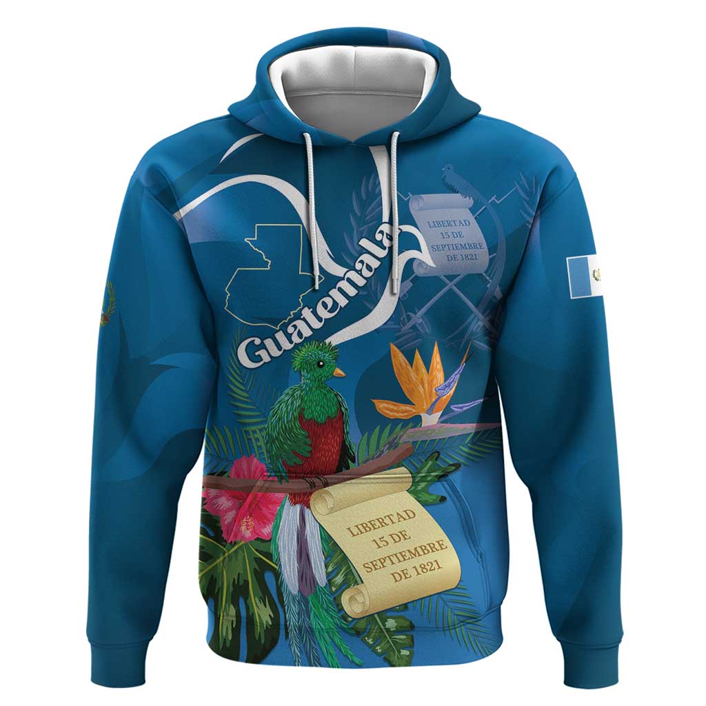 Guatemala Independence Day Hoodie Quetzal Tropical Flower - Wonder Print Shop