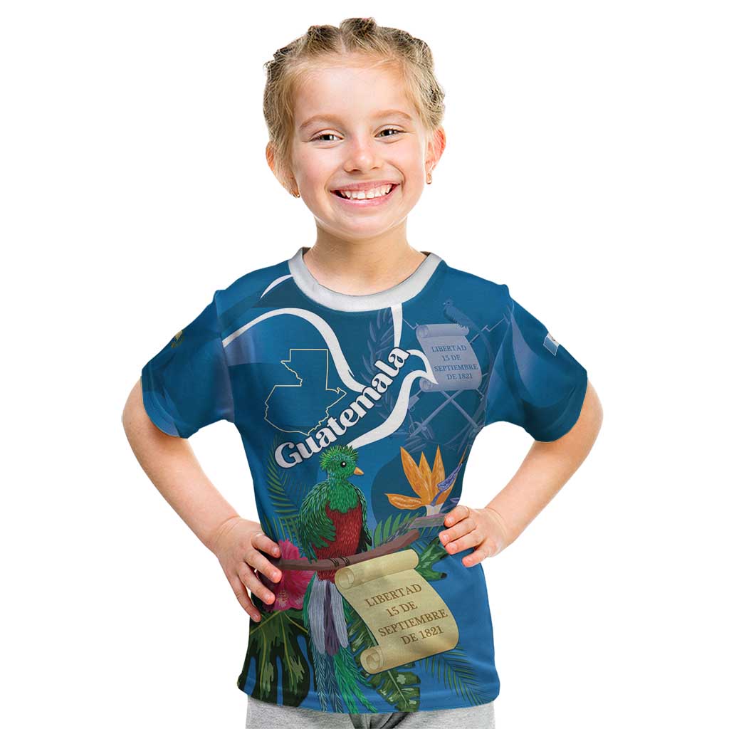 Guatemala Independence Day Kid T Shirt Quetzal Tropical Flower - Wonder Print Shop