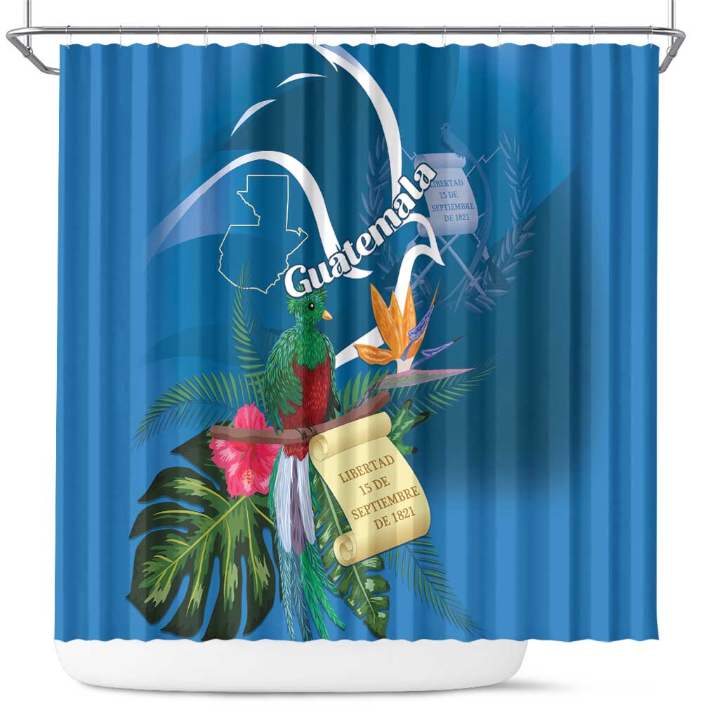 Guatemala Independence Day Shower Curtain Quetzal Tropical Flower