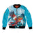 Honduras Independence Day Bomber Jacket Scarlet Macaw Sky Blue - Wonder Print Shop