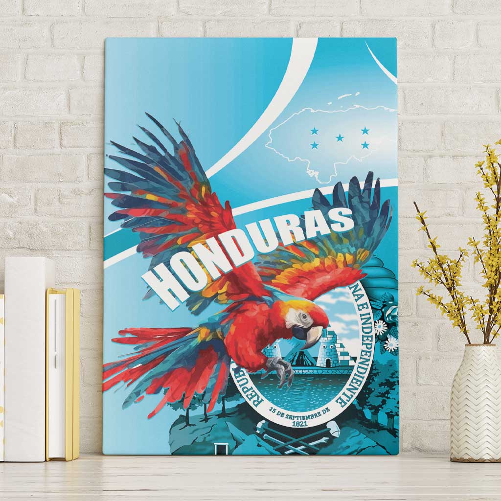 Honduras Independence Day Canvas Wall Art Scarlet Macaw Sky Blue - Wonder Print Shop