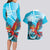 Honduras Independence Day Couples Matching Long Sleeve Bodycon Dress and Hawaiian Shirt Scarlet Macaw Sky Blue - Wonder Print Shop