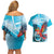 Honduras Independence Day Couples Matching Off Shoulder Short Dress and Hawaiian Shirt Scarlet Macaw Sky Blue - Wonder Print Shop