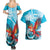 Honduras Independence Day Couples Matching Summer Maxi Dress and Hawaiian Shirt Scarlet Macaw Sky Blue - Wonder Print Shop