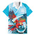 Honduras Independence Day Family Matching Off The Shoulder Long Sleeve Dress and Hawaiian Shirt Scarlet Macaw Sky Blue - Wonder Print Shop