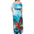 Honduras Independence Day Family Matching Off Shoulder Maxi Dress and Hawaiian Shirt Scarlet Macaw Sky Blue - Wonder Print Shop