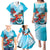 Honduras Independence Day Family Matching Puletasi and Hawaiian Shirt Scarlet Macaw Sky Blue - Wonder Print Shop