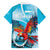 Honduras Independence Day Family Matching Puletasi and Hawaiian Shirt Scarlet Macaw Sky Blue - Wonder Print Shop