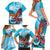 Honduras Independence Day Family Matching Short Sleeve Bodycon Dress and Hawaiian Shirt Scarlet Macaw Sky Blue - Wonder Print Shop