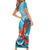 Honduras Independence Day Family Matching Short Sleeve Bodycon Dress and Hawaiian Shirt Scarlet Macaw Sky Blue - Wonder Print Shop