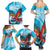 Honduras Independence Day Family Matching Summer Maxi Dress and Hawaiian Shirt Scarlet Macaw Sky Blue - Wonder Print Shop