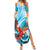 Honduras Independence Day Family Matching Summer Maxi Dress and Hawaiian Shirt Scarlet Macaw Sky Blue - Wonder Print Shop