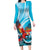 Honduras Independence Day Long Sleeve Bodycon Dress Scarlet Macaw Sky Blue - Wonder Print Shop