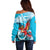 Honduras Independence Day Off Shoulder Sweater Scarlet Macaw Sky Blue - Wonder Print Shop