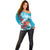 Honduras Independence Day Off Shoulder Sweater Scarlet Macaw Sky Blue - Wonder Print Shop