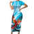 Honduras Independence Day Short Sleeve Bodycon Dress Scarlet Macaw Sky Blue - Wonder Print Shop