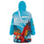 Honduras Independence Day Wearable Blanket Hoodie Scarlet Macaw Sky Blue - Wonder Print Shop