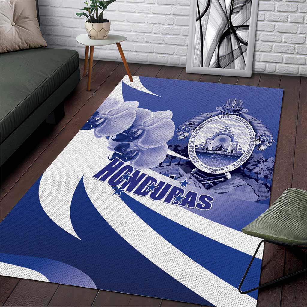 Honduras Area Rug Coat of Arms Orchid Navy Blue - Wonder Print Shop