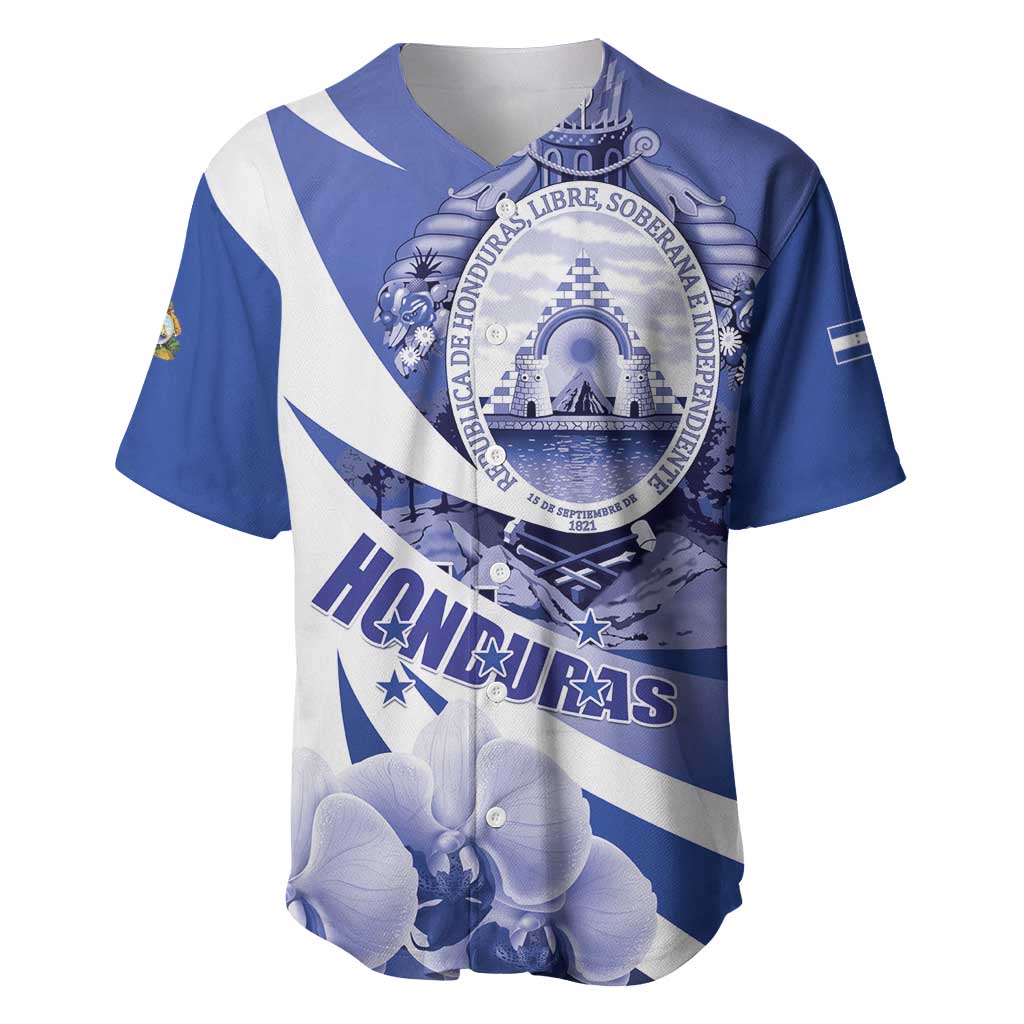 Honduras Baseball Jersey Coat of Arms Orchid Navy Blue - Wonder Print Shop