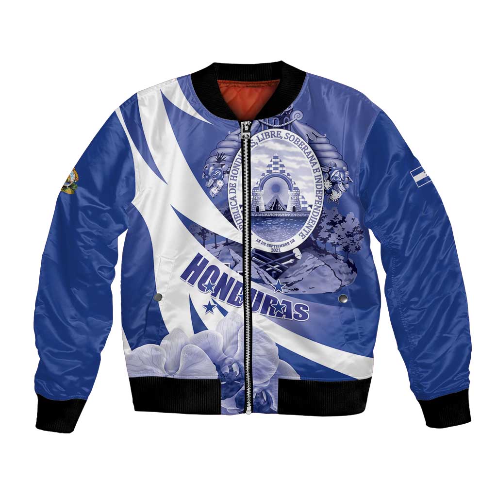 Honduras Bomber Jacket Coat of Arms Orchid Navy Blue - Wonder Print Shop