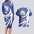 Honduras Couples Matching Long Sleeve Bodycon Dress and Hawaiian Shirt Coat of Arms Orchid Navy Blue - Wonder Print Shop