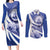 Honduras Couples Matching Long Sleeve Bodycon Dress and Long Sleeve Button Shirt Coat of Arms Orchid Navy Blue - Wonder Print Shop