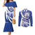 Honduras Couples Matching Mermaid Dress and Long Sleeve Button Shirt Coat of Arms Orchid Navy Blue