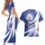 Honduras Couples Matching Short Sleeve Bodycon Dress and Hawaiian Shirt Coat of Arms Orchid Navy Blue - Wonder Print Shop