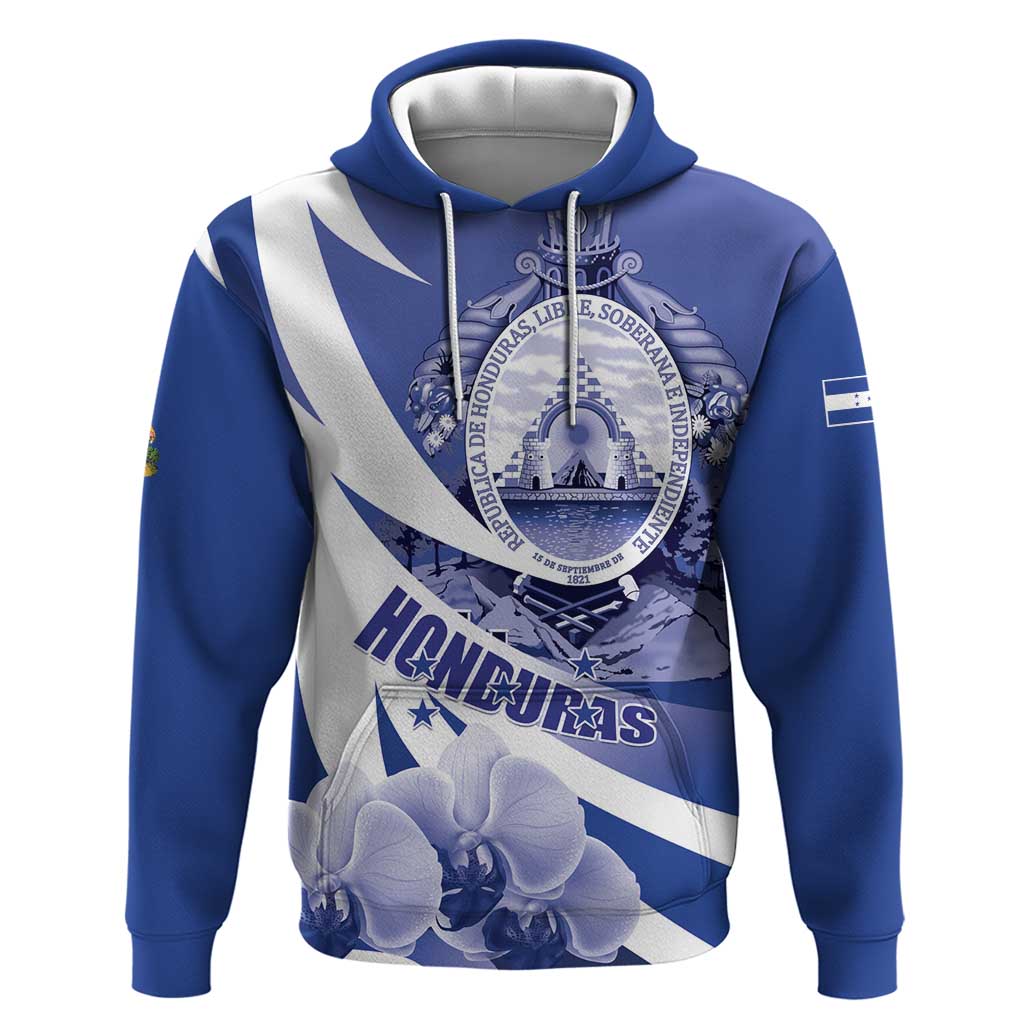 Honduras Hoodie Coat of Arms Orchid Navy Blue - Wonder Print Shop