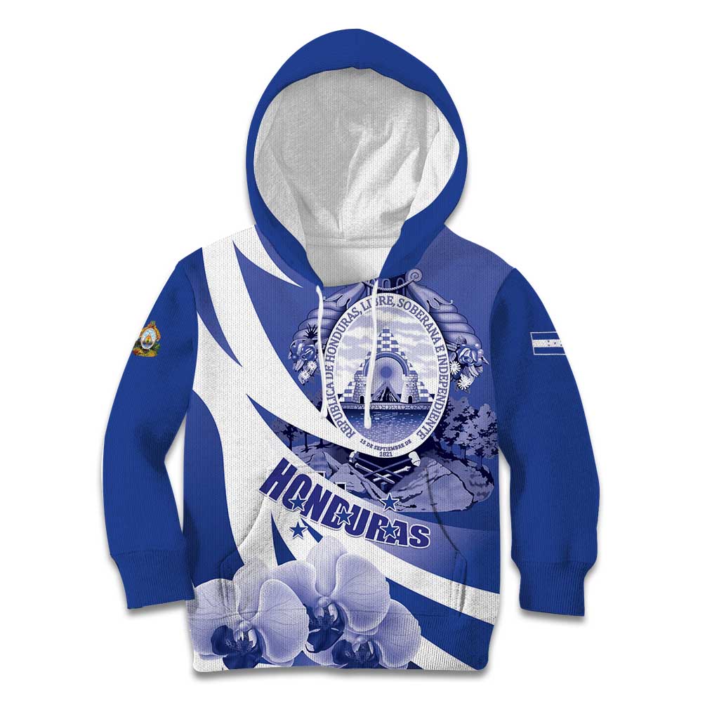 Honduras Kid Hoodie Coat of Arms Orchid Navy Blue - Wonder Print Shop