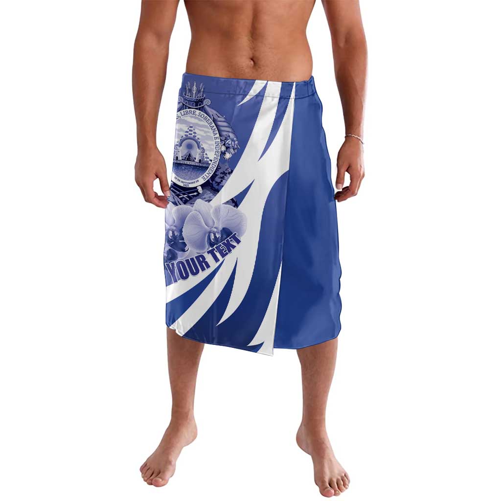 Men's knee-length blue/white graphic shorts, elastic waistband, pleated front panel