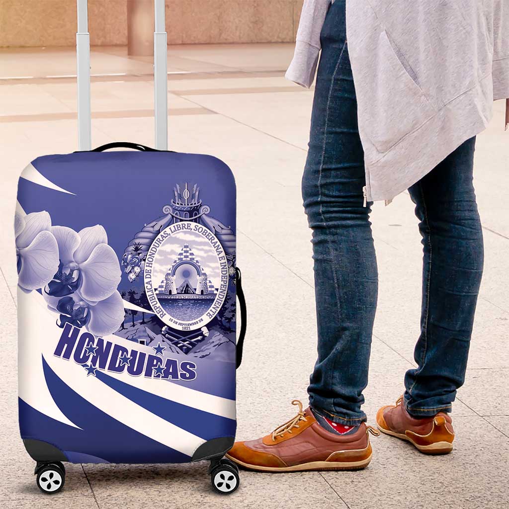 Honduras Luggage Cover Coat of Arms Orchid Navy Blue - Wonder Print Shop