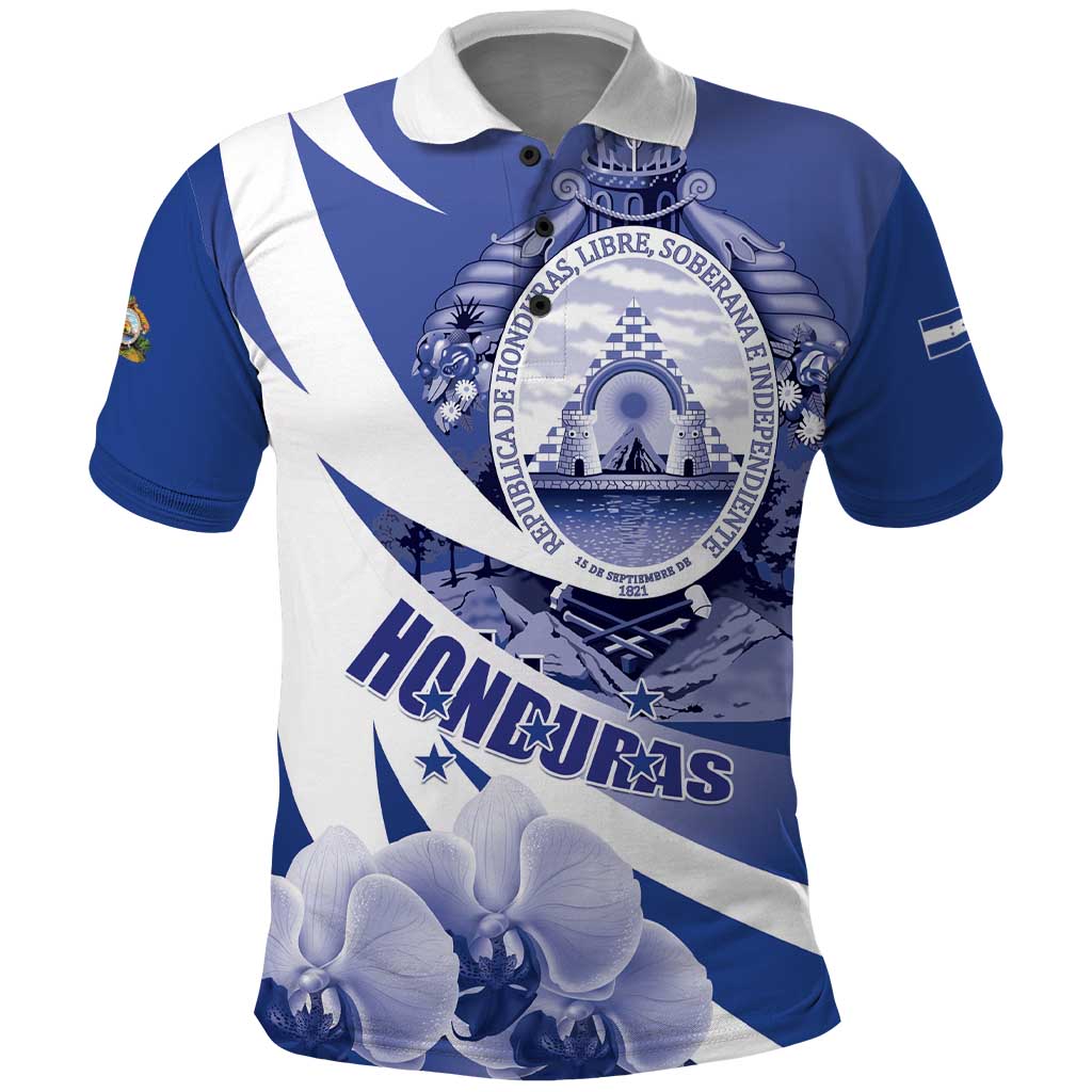 Honduras Polo Shirt Coat of Arms Orchid Navy Blue - Wonder Print Shop