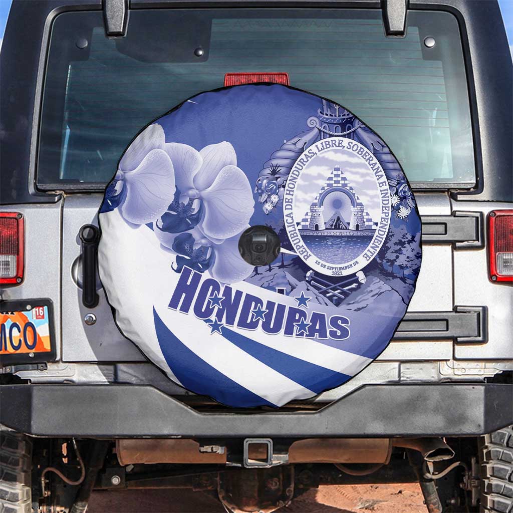 Honduras Spare Tire Cover Coat of Arms Orchid Navy Blue - Wonder Print Shop