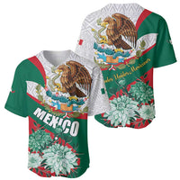 Baseball jersey front and back: eagle emblem, cactus, Aztec pattern, and large flowers