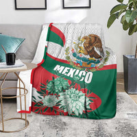 Mexico-themed blanket with green-red-white stripes, eagle crest and large flowers