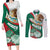 Mexico Independence Day Couples Matching Long Sleeve Bodycon Dress and Long Sleeve Button Shirt Dahlia Flower Aztec Pattern