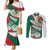 Mexico Independence Day Couples Matching Mermaid Dress and Long Sleeve Button Shirt Dahlia Flower Aztec Pattern