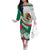 Mexico Independence Day Family Matching Off The Shoulder Long Sleeve Dress and Hawaiian Shirt Dahlia Flower Aztec Pattern