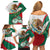 Mexico Independence Day Family Matching Off Shoulder Short Dress and Hawaiian Shirt Dahlia Flower Aztec Pattern