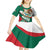 Mexico Independence Day Kid Short Sleeve Dress Dahlia Flower Aztec Pattern