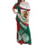 Mexico Independence Day Off Shoulder Maxi Dress Dahlia Flower Aztec Pattern