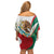 Mexico Independence Day Off Shoulder Short Dress Dahlia Flower Aztec Pattern