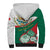 Mexico Independence Day Sherpa Hoodie Dahlia Flower Aztec Pattern