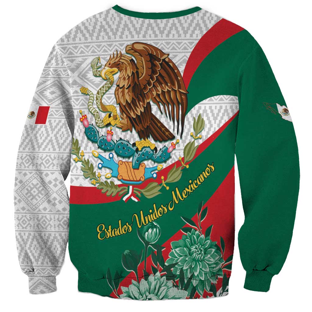 Unisex Mexico-themed sweatshirt back with eagle, cactus, flowers, and 'Estados Unidos Mexicanos'