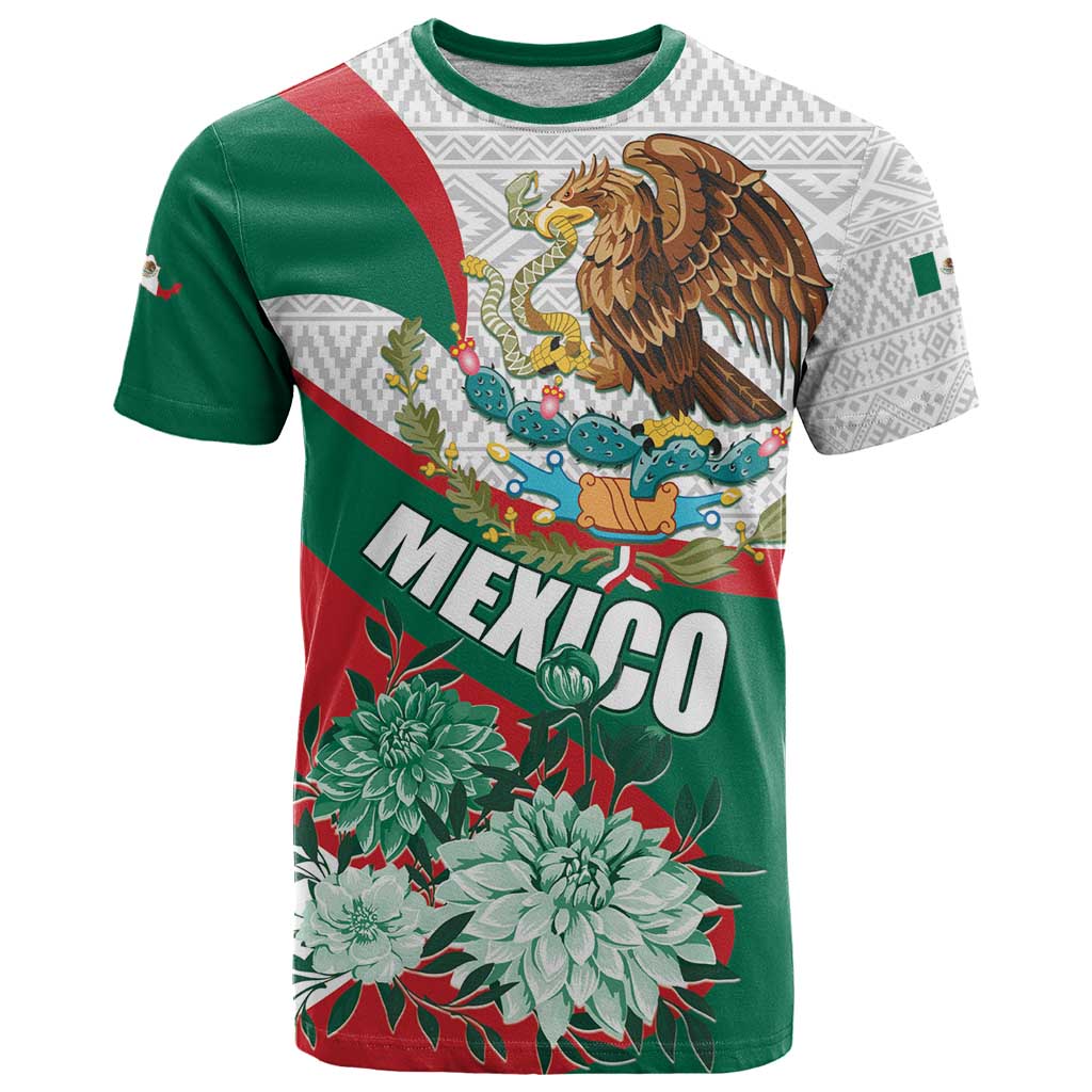 Mexico Independence Day T Shirt Dahlia Flower Aztec Pattern