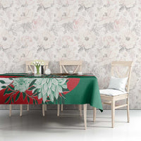 Tablecloth with green and red floral geometric pattern and eagle motif
